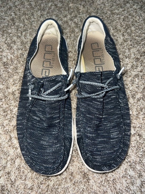 Hey Dude Shoes - Hey Dude Wendy Sox Slip-Ons — Navy Knit with Speckled White Sole - Women’s 10